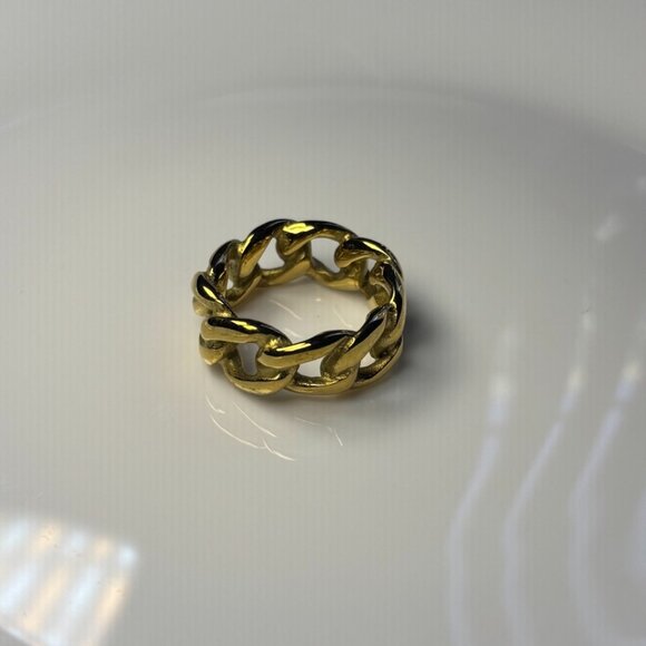 The Link Royale: Chunky Gold Chain Ring Over Stainless Steel – Unbreakable Style - Picture 1 of 3